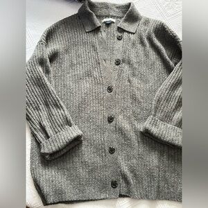 American Eagle whoa so soft Gray Knit Oversized Cardigan Sweater